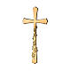 Cross in glossy bronze with engraved leaves 30 cm for OUTSIDE USE s1