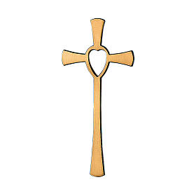 Cross with heart in bronze, 10 cm for OUTDOORS