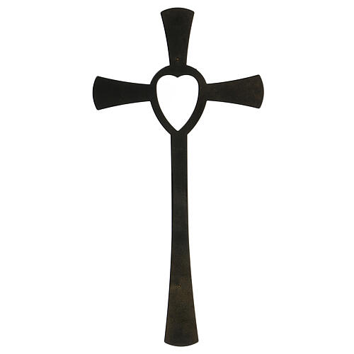 Cross with heart in bronze 30 cm for OUTDOOR USE 3