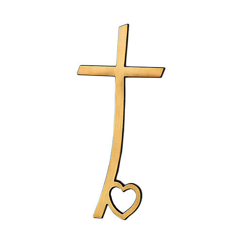 Cross with heart on base in glossy bronze 50 cm for OUTDOOR USE 1