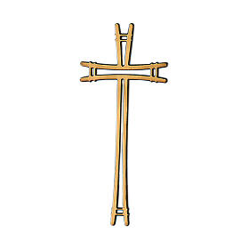 Crucifix in glossy bronze with simple lines 40 cm for OUTDOOR USE