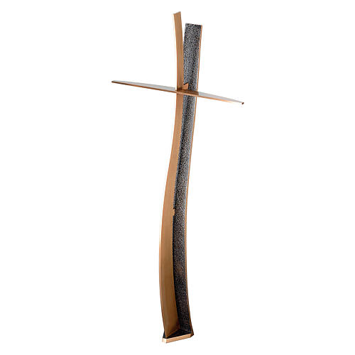 Crucifijo brillante bronce ondulado 60 cm para EXTERIOR 1