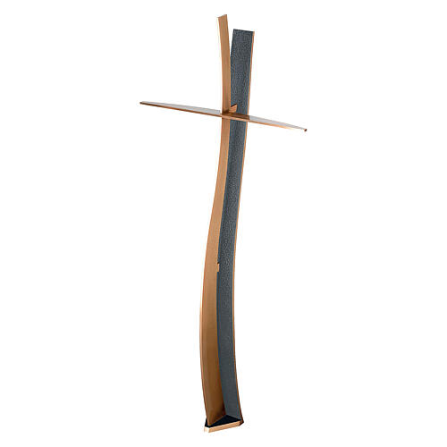 Crucifijo bronce acabado BLUES ondulado 60 cm para EXTERIOR 1