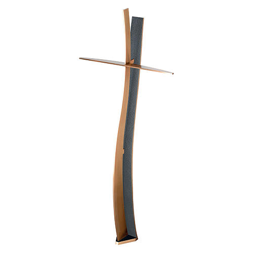 Bronze curved crucifix BLUES finish 24 in OUTDOOR 1