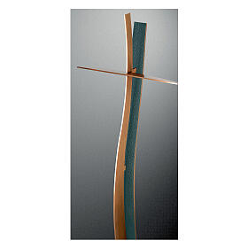 Krzyż falisty z brązu, wykończenie FOLK - 90 cm, na zewnątrz