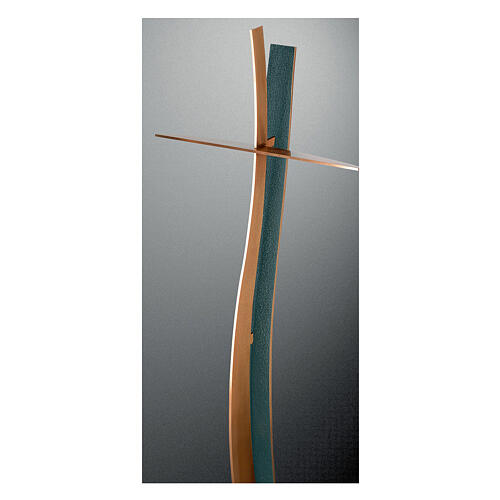 Cruz ondulada bronze acabamento FOLK 90 cm para EXTERIOR 1