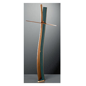 Crucifixo bronze acabamento FOLK ondulado 60 cm para EXTERIOR