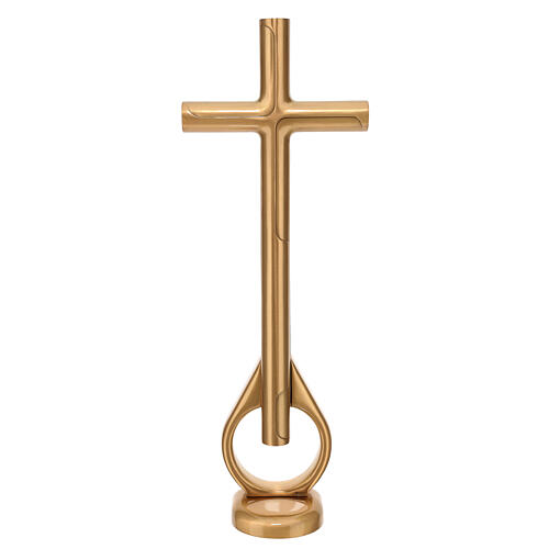 Lost wax bronze ground cross 75 cm for outdoor use 1