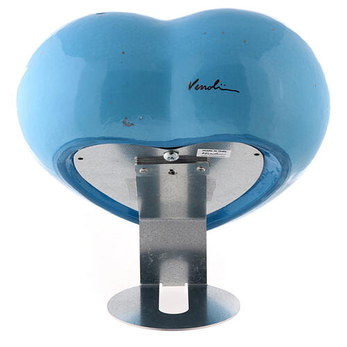 Urne in Herzform, hellblau, Majolika 4