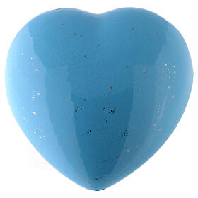 Heart-shaped cremation urn, light blue earthenware