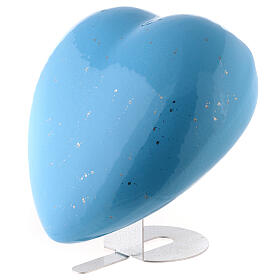 Heart-shaped cremation urn, light blue earthenware
