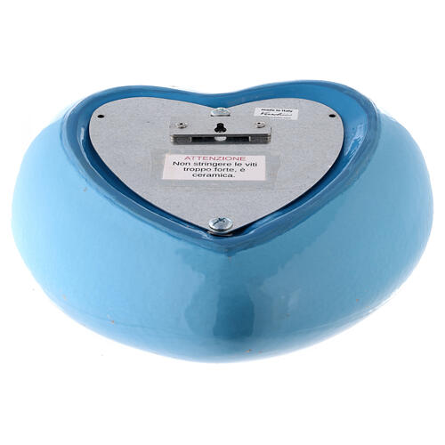 Heart-shaped cremation urn, light blue earthenware 5