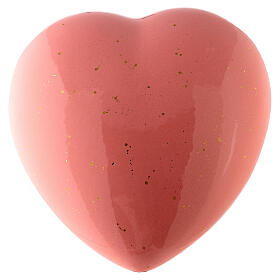 Heart-shaped cremation urn, pink earthenware