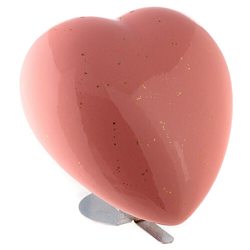 Heart-shaped cremation urn, pink earthenware 2