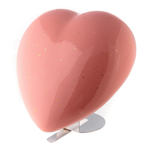 Heart-shaped cremation urn, pink earthenware 3