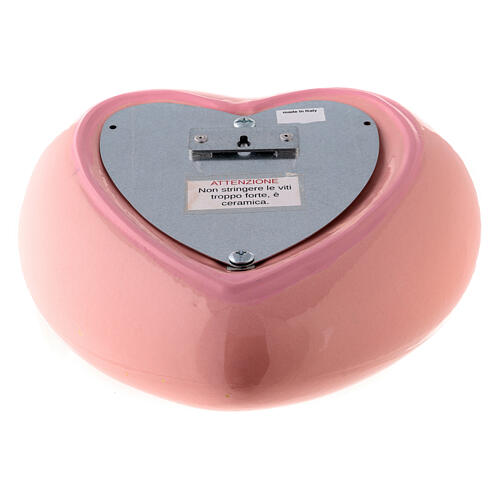 Heart-shaped cremation urn, pink earthenware 5