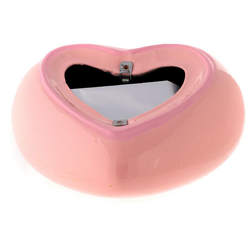 Heart-shaped cremation urn, pink earthenware 6