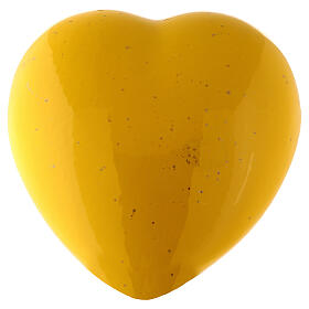 Heart-shaped cremation urn, yellow earthenware