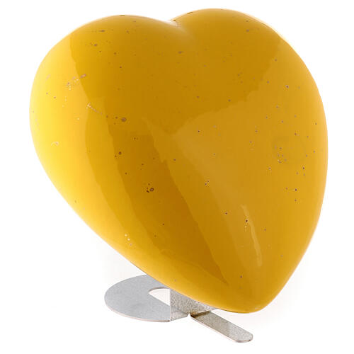 Heart-shaped cremation urn, yellow earthenware 2