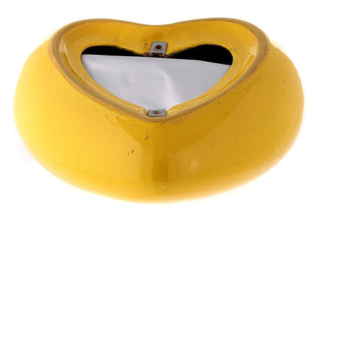 Heart-shaped cremation urn, yellow earthenware 6