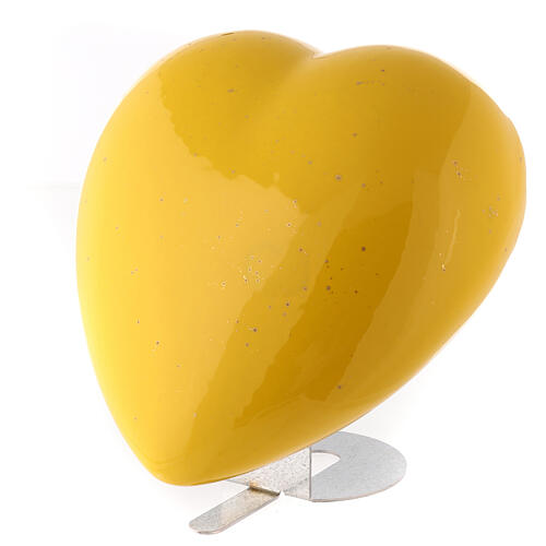 Urna cinerária coração faiança amarela 3