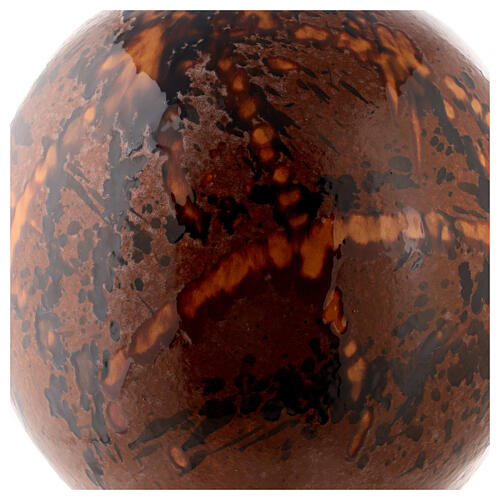 Sphere-shaped cremation urn, speckled brown earthenware 2