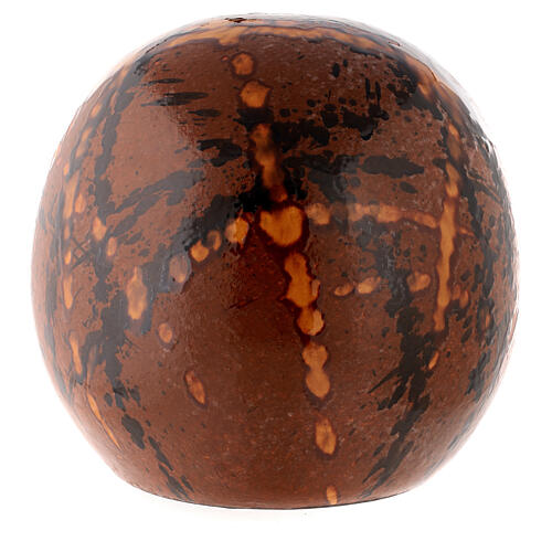 Sphere-shaped cremation urn, speckled brown earthenware 3