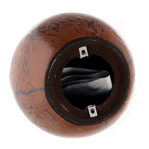 Sphere-shaped cremation urn, speckled brown earthenware 5