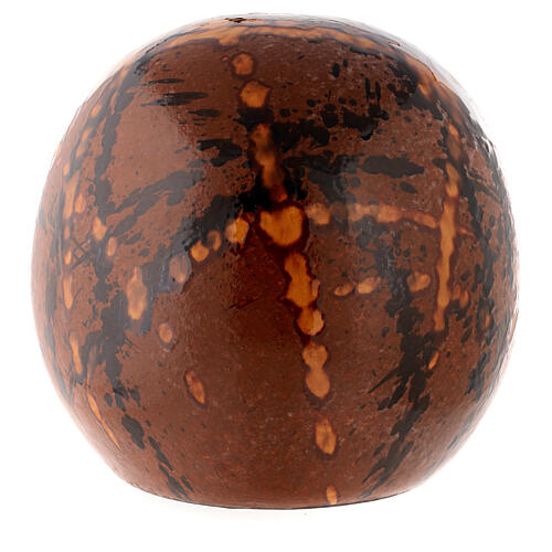 Urna cinerária esfera marrom marmoreada faiança 3