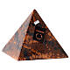 Pyramid-shaped cremation urn, speckled brown earthenware s3