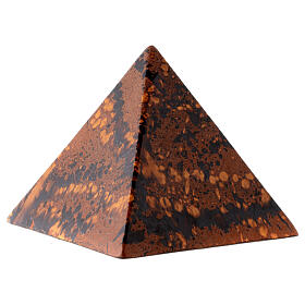 Urna cinerária pirâmide marrom marmoreada faiança