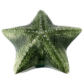 Urna cineraria estrella de mar mayólica verde