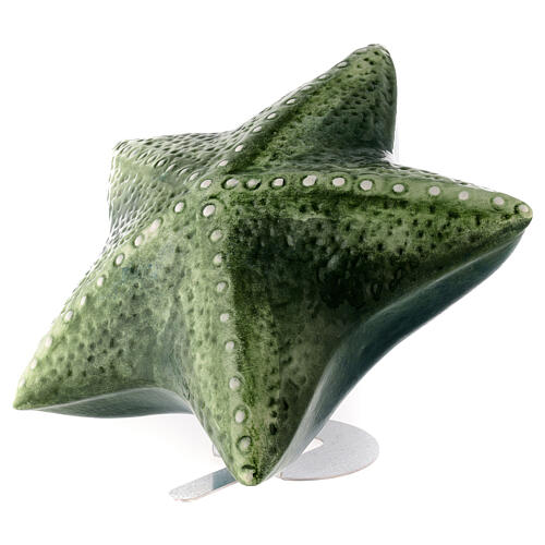 Urna cineraria estrella de mar mayólica verde 3