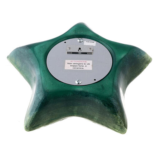 Urna cineraria estrella de mar mayólica verde 5