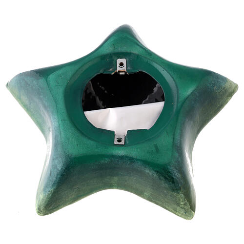 Urna cineraria estrella de mar mayólica verde 6
