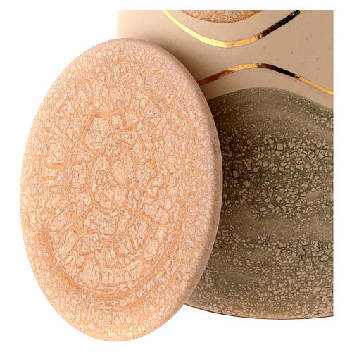 Urna na prochy – majolika kremowo-pomarańczowo-zielona, 5 l 5