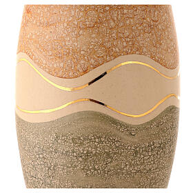 Cremation urn orange and green marbled majolica