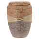 Urn for crematorium shell, green and orange marbled earthenware s5