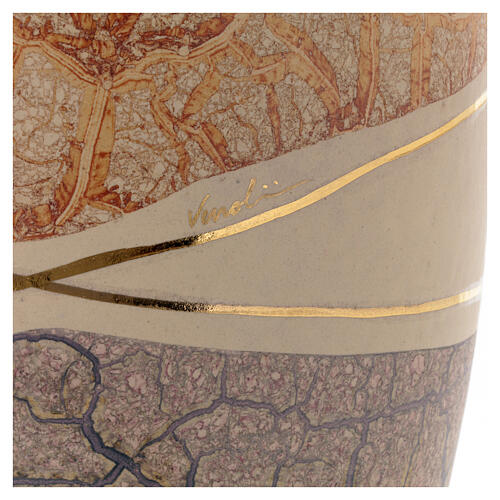 Urna na prochy z majoliki - marmurkowe wykończenie kolor kremowy, błękitny i pomarańczowy 6