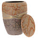 Cremation urn with marbled cream majolica casing s3