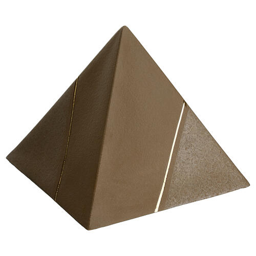 Pyramid-shaped cremation urn, brown earthenware 1