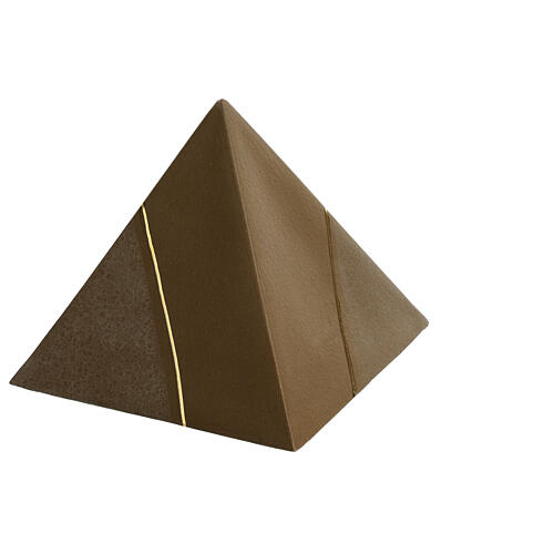 Urna cineraria pirámide marrón mayólica 3
