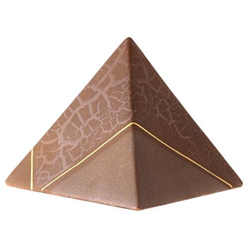Urna cineraria piramide marrone maiolica 1