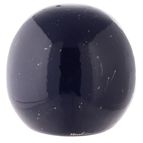 Sphere-shaped cremation urn, midnight blue earthenware 1