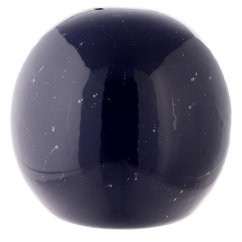 Sphere-shaped cremation urn, midnight blue earthenware 3