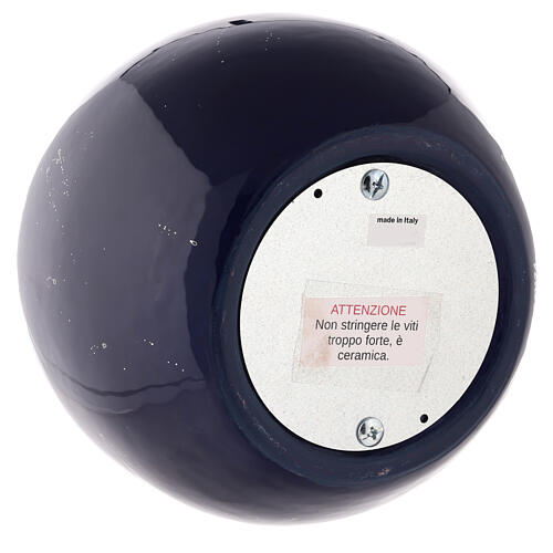 Sphere-shaped cremation urn, midnight blue earthenware 4