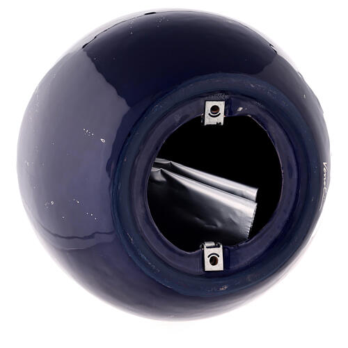 Sphere-shaped cremation urn, midnight blue earthenware 5