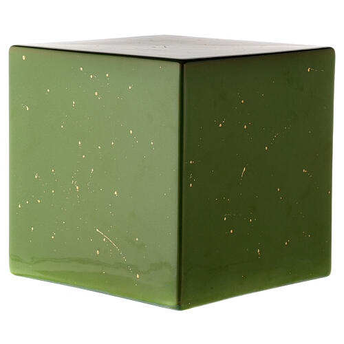 Urna cineraria cubo verde mayólica 1