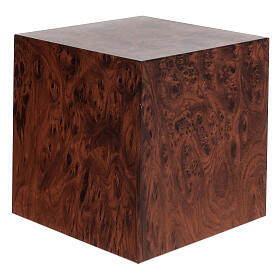 Funerary urn, matte and smooth cube with root timber effect, 5 L