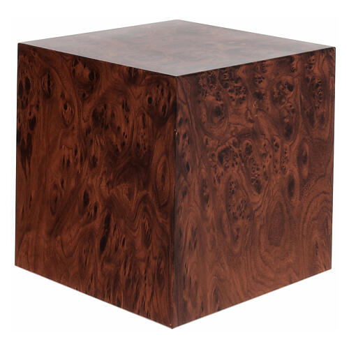 Funerary urn, matte and smooth cube with root timber effect, 5 L 1